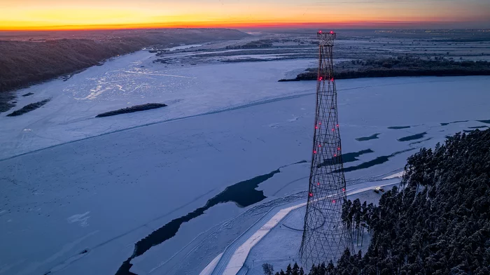 Shukhov Tower on the Oka River - My, The photo, Shukhov tower, Nizhny Novgorod Region, Sunset, Vladimir Shukhov