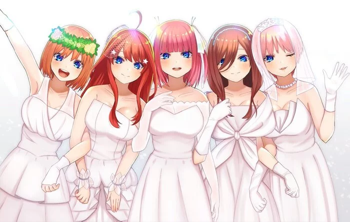 Choose your bride - Anime art, Anime, Nakano Yotsuba, Nakano Itsuki, Nino nakano, Ichika Nakano, Gotoubun no hanayome