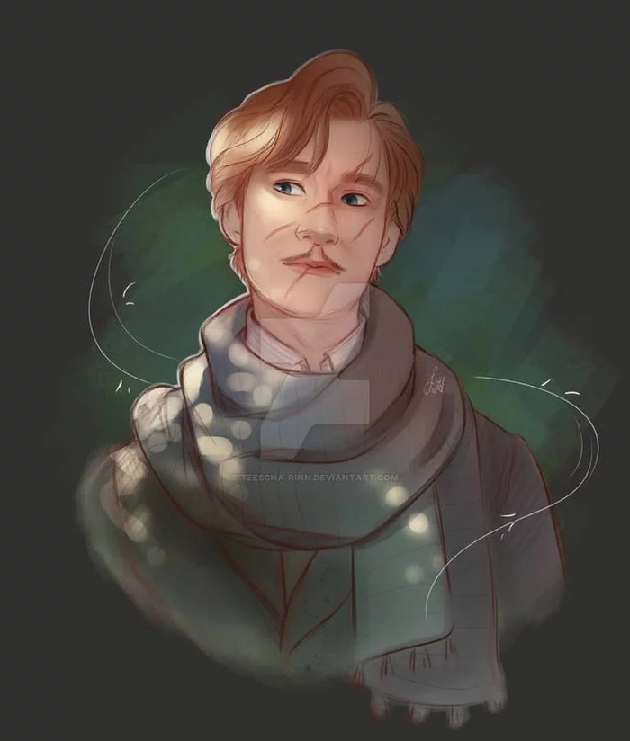 Professor Lupin - Remus Lupin, Art, Portrait, Harry Potter, Scarf