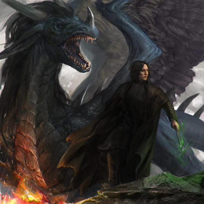 Severus - Art, Harry Potter, Severus Snape, The Dragon, Magic wand