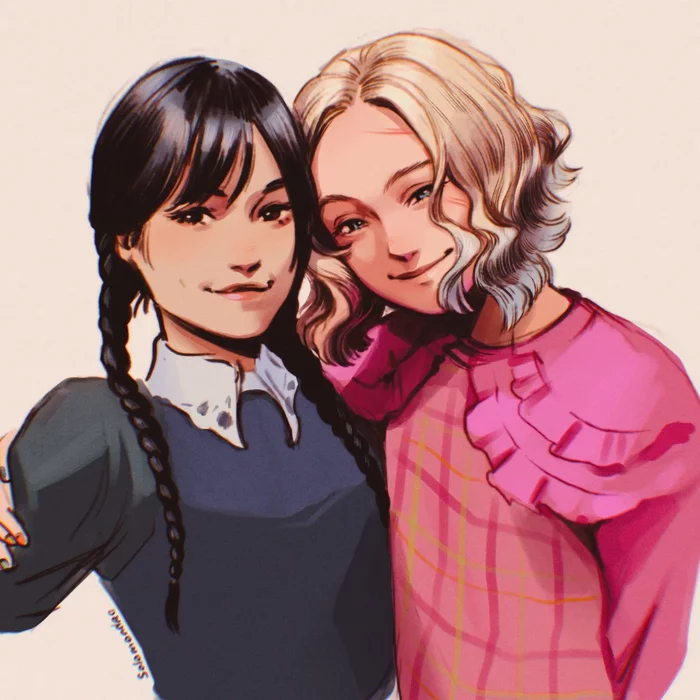 Wednesday and Enid - My, Wensday Addams, Netflix, Wensday (TV series), Salamandra San, Art, Enid Sinclair