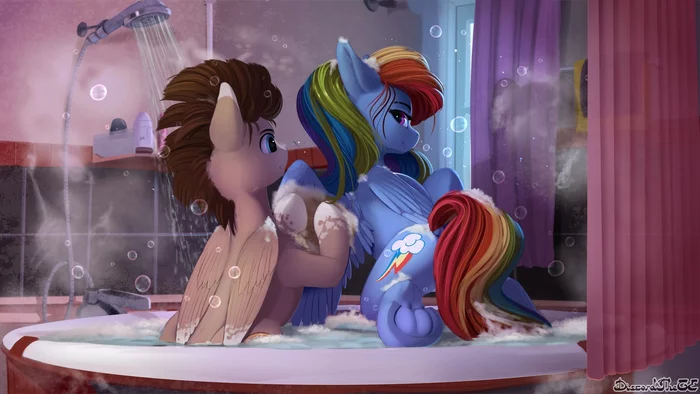 Baby is washing)) - My little pony, Rainbow dash