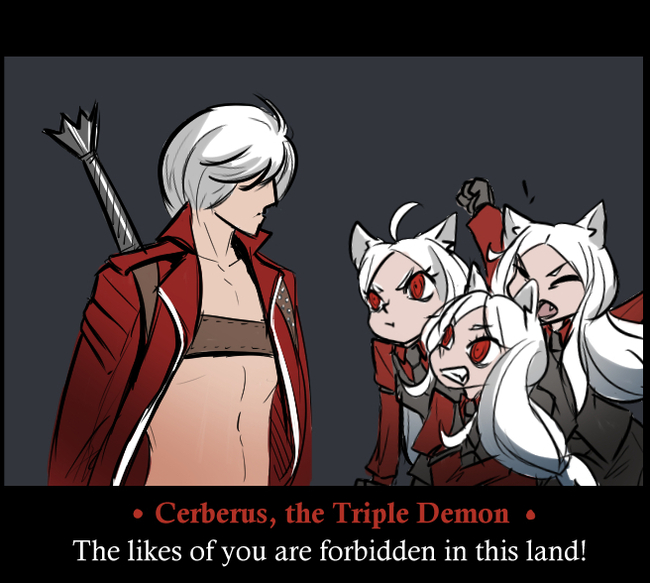 Get out of here! People like you are not allowed to be here! - Vanishlily, Art, Anime, Anime art, Games, Devil may cry, Dante, Cerberus, Crossover, Animal ears