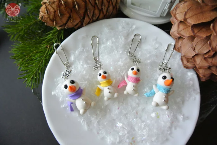 The most magical Christmas decorations! - My, Needlework, Decoration, Handmade, Creation, Лепка, Brooch, Pendant, Choker, Earrings, Polymer clay, New Year, Winter, snowman, Christmas, Story, Longpost