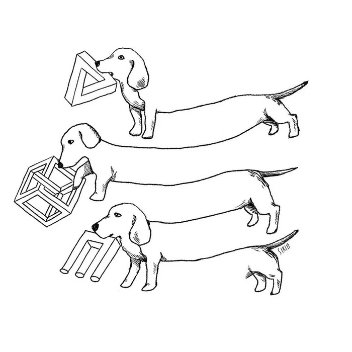 Escher's dachshund - Comics, The new yorker, Dog, Maurits Escher, Repeat