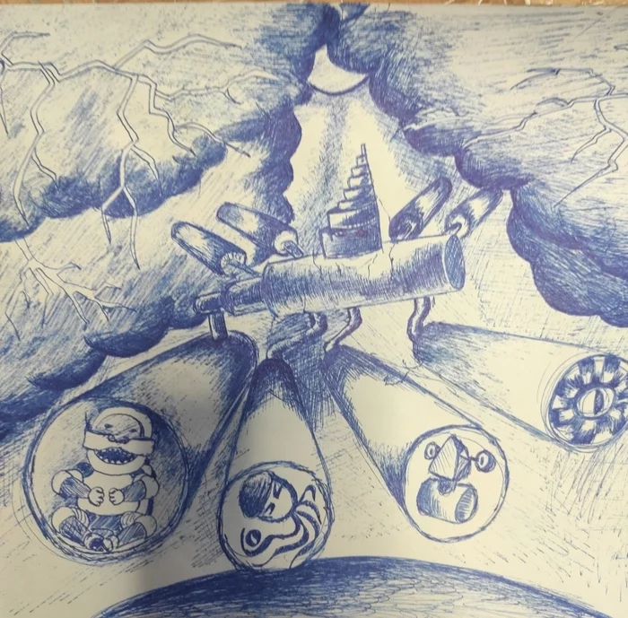 Reality grinder - My, Ball pen, Album, Drawing