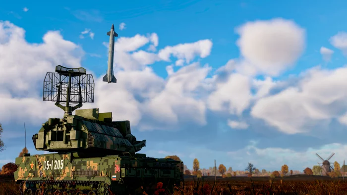 Chinese Tor-M1 - My, Games, Video game, War thunder, Computer graphics, Tanks, Military equipment, Technics, Rocket, Air defense, Nature, Rocket launch