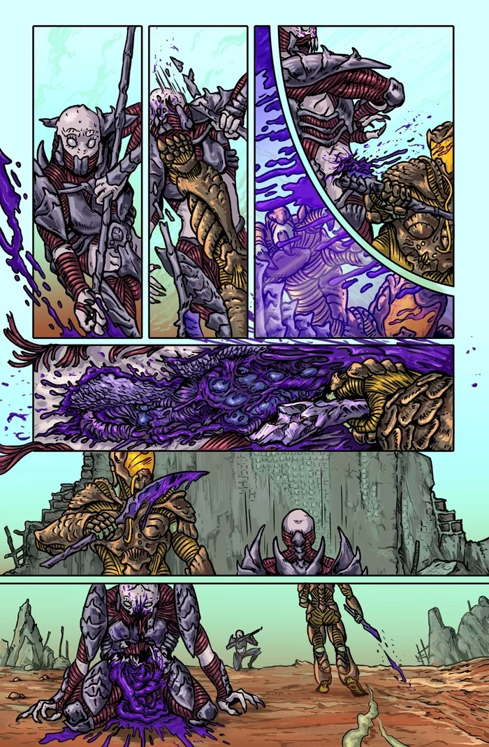 New pages of the comic Covenantum: The Great Ancestors. Pages 026 - 029 - My, Biopunk, Art, Fantasy, Science fiction, 2D, Comics, Author's comic, The author's world, Fictional universe, Characters (edit), Digital, Digital drawing, Web comic, Orcs, Monster girl, Longpost
