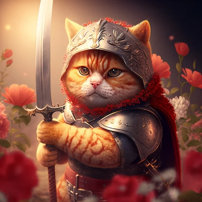 Kittens in armor from the Kingdom of Midjourney - My, Midjourney, Art, Artificial Intelligence, cat, Longpost