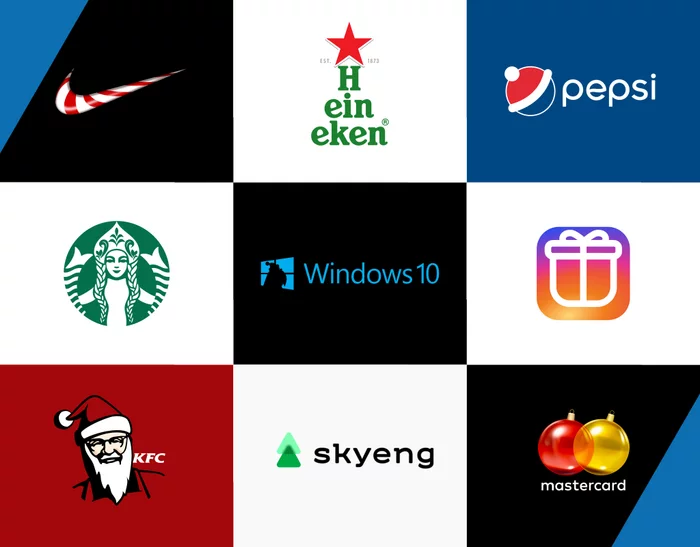 New Year mood logos - My, Design, Humor, Idea, Creative, Marketing, Business, The gods of marketing, New Year, Brands, Rebranding, McDonald's, Mercedes, Nike, Heineken, Starbucks, Pepsi, Windows, KFC, Mastercard, Longpost
