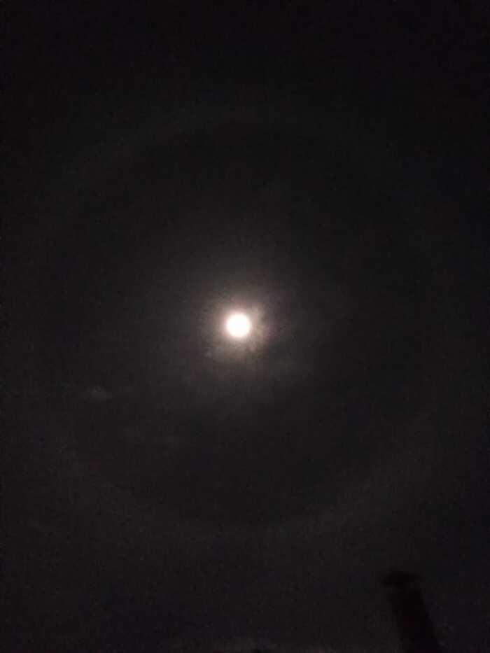 Lunar halo today. Sevastopol - My, moon, Halo, Natural phenomena, Longpost