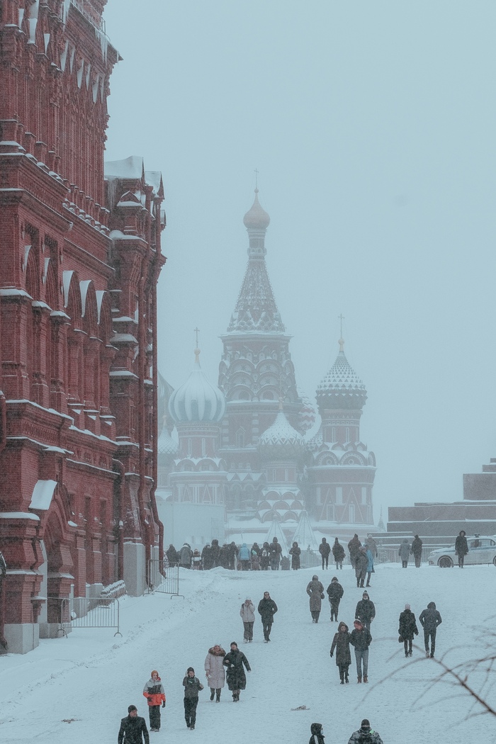 Москва после снегопада Фотография, Город, Москва, Снегопад, Красная площадь, Длиннопост