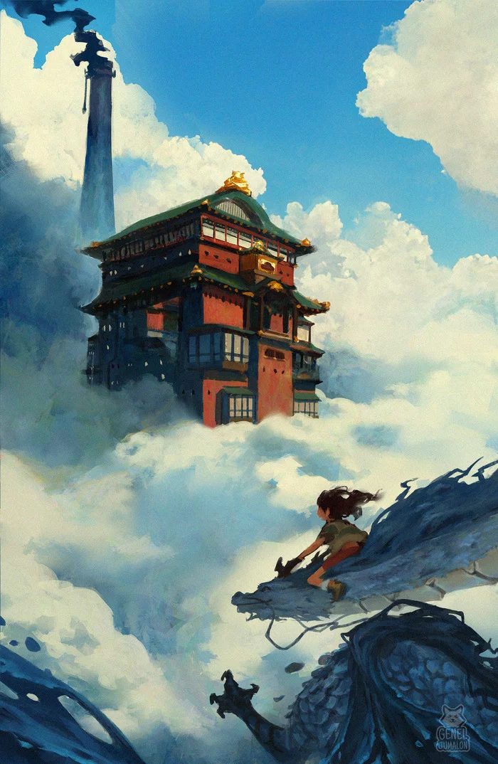 Spirited Away - Art, Anime, Chihiro, Haku, Spirited Away, Drawing