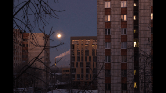 Conjunction of the Full Moon and Mars 08.12.2022 7.47 Kazan - My, Astronomy, Starry sky, moon, Mars, Astrophoto, Morning, Video, Soundless, GIF, Longpost, The photo