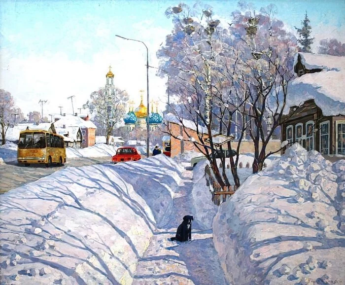 Outskirts of Zagorsk - Art, Winter, Landscape, Town, 80-е