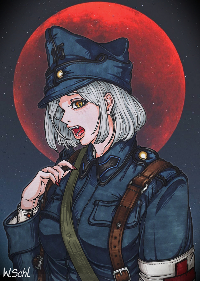 The Vampire and the blood Moon , Anime Art, Original Character, , , 