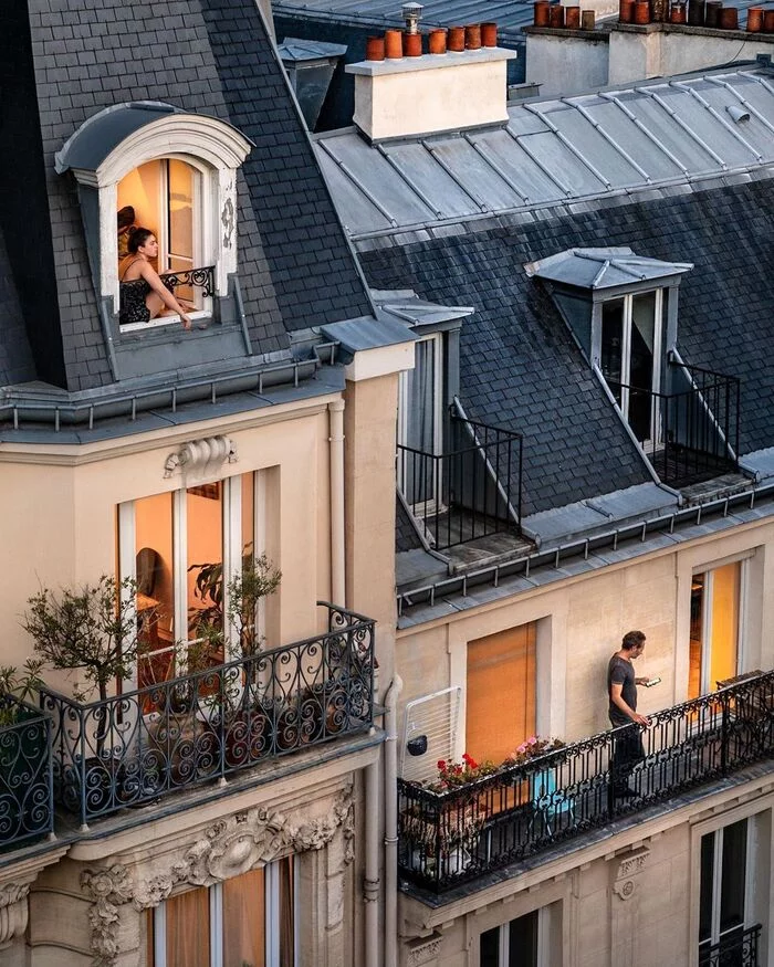 Balcony and window life in Paris - Paris, Window, Balcony, Attic, Roof, Beautiful view