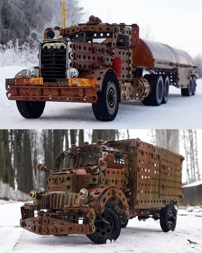 1956 Peterbilt 281, 1941 Chevrolet COE из металлического конструктора, проволоки, резины и картона - Моё, Chevrolet, Грузовик, Моделизм, Конструктор