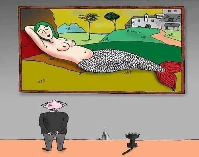 To each his own - Painting, Caricature, cat, Mermaid, Boobs, NSFW