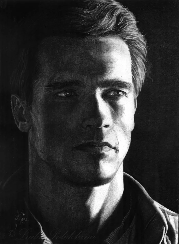 Drawing with simple pencils. Schwarzenegger - My, Portrait by photo, Pencil drawing, Graphics, Drawing, Actors and actresses, Celebrities, Traditional art, Arnold Schwarzenegger