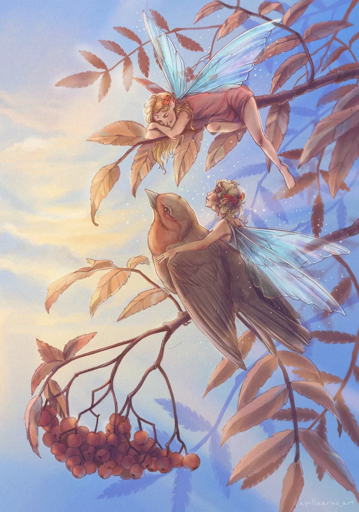 Evening tranquility - My, Art, Digital drawing, Fantasy, Characters (edit), Fairy, Magic, 2D, Story