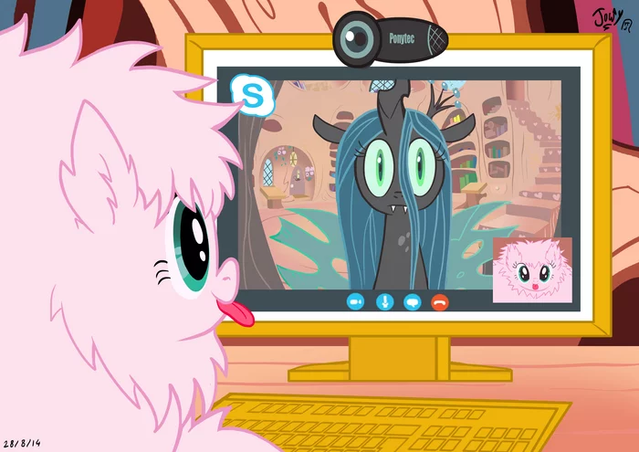 Communication session - My little pony, Queen chrysalis, Fluffle puff, Skype