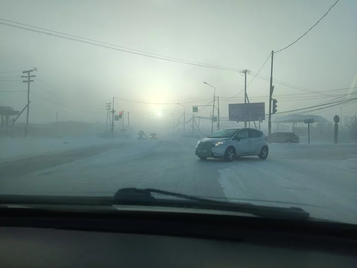 Солнце в зените - Солнце, Зима, Туман, Якутск, Безысходность, Фотография