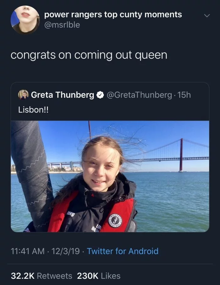 Is this already a banana? - Screenshot, LGBT, Riot, Wave of Boyans, Lisbon, Greta Thunberg, Twitter