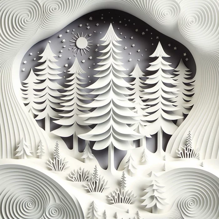Christmas trees in the winter forest - Нейронные сети, Midjourney, Artificial Intelligence, Collage, Christmas trees, Winter, Snow, Milota, Longpost