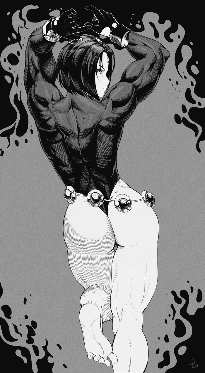 Muscular Raven - NSFW, Speedl00ver, Muscleart, Teen titans, Bodybuilders, Booty, Back, Art, Black and white, Girls, Strong girl, Dc comics, Raven, Anime art, Superheroes, Longpost