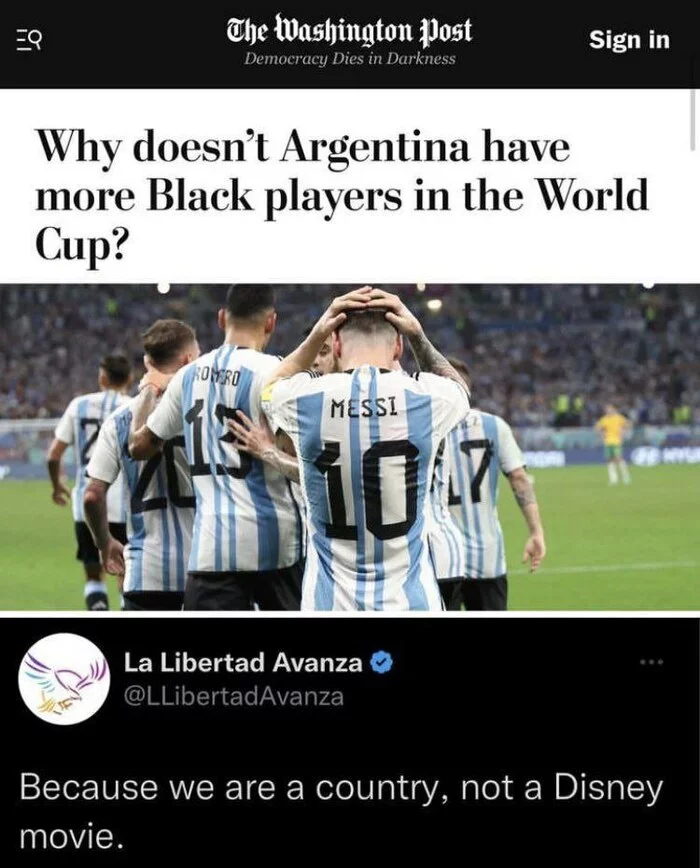 Question to Argentina - Argentina, Question, Newspapers, Answer, Football, Media headlines, Black people