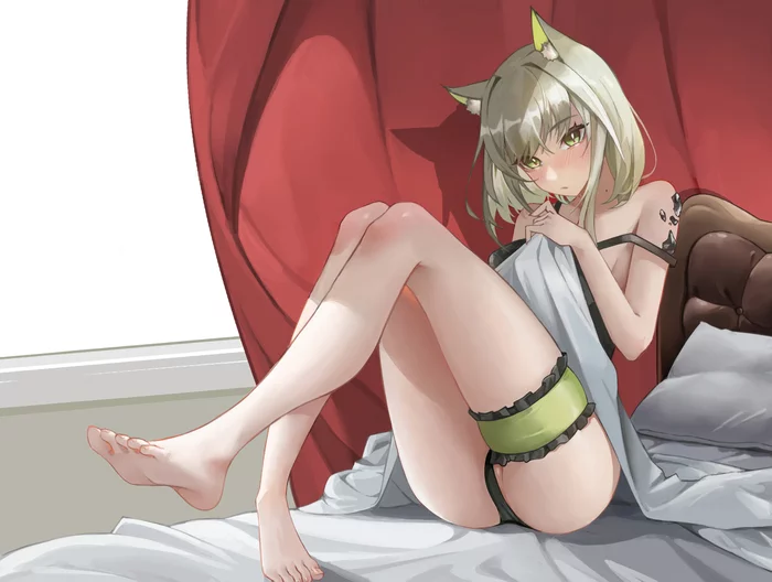 Kal'tsit - NSFW, Anime art, Anime, Arknights, Animal ears, Kaltsit, Pantsu