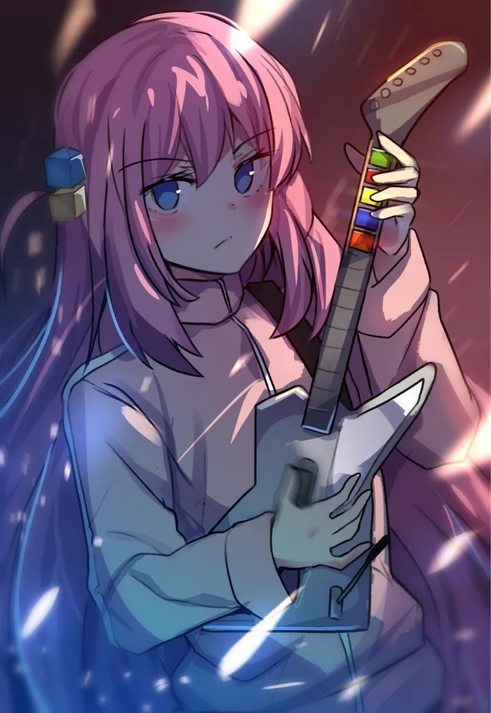 Bocchi the Guitar Hero - Anime art, Anime, Bocchi the Rock!, Gotou Hitori, Guitar Hero