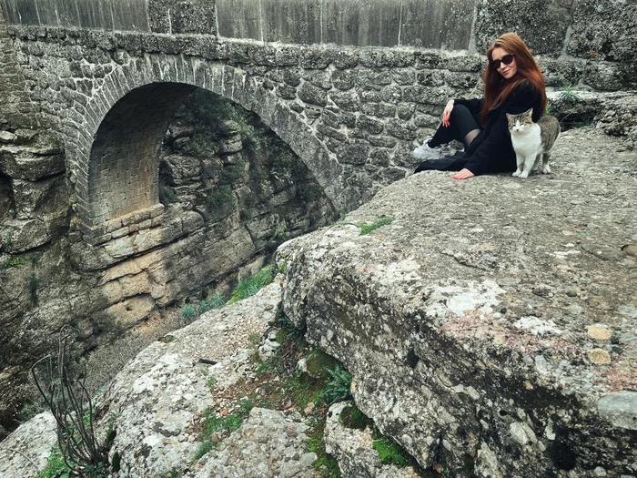 Cats are also not alien to the desire to admire beautiful views (especially if they also stroke) - My, cat, The mountains, Bridge, Travels, Tourism, Туристы, Mobile photography, Canyon, Turkey, Longpost