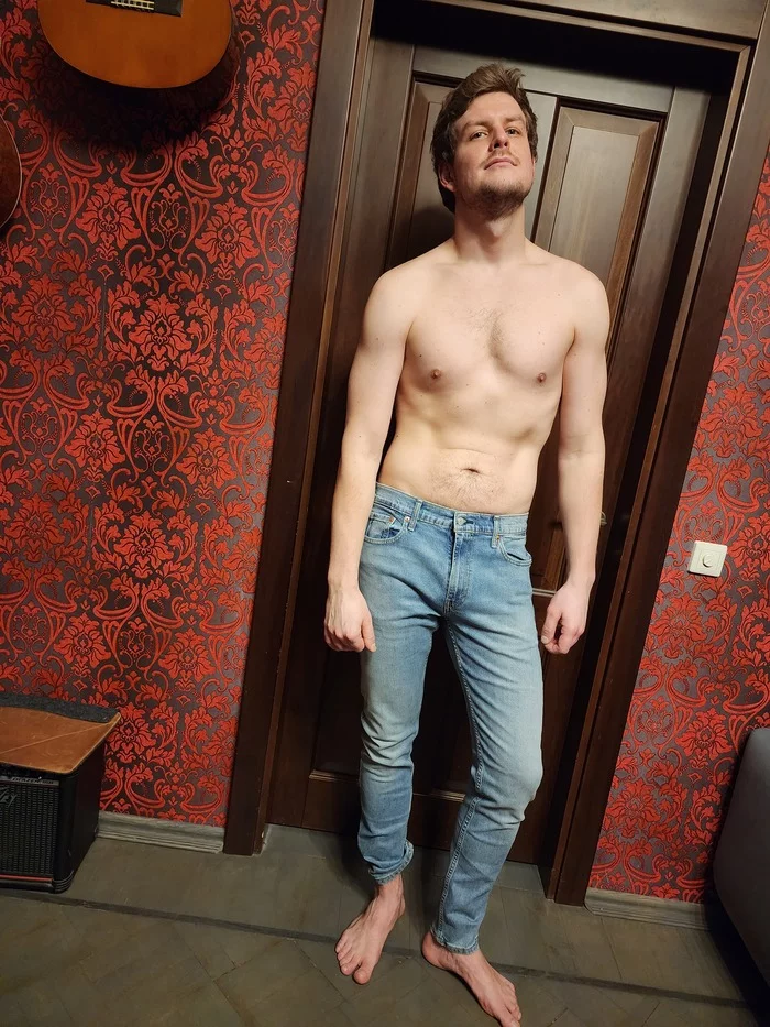 New jeans - NSFW, My, Author's male erotica, Jeans, Male torso, Longpost, Playgirl