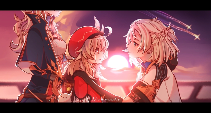   , !! Anime Art, Genshin Impact, Albedo Kreideprinz, Klee (Genshin Impact), 
