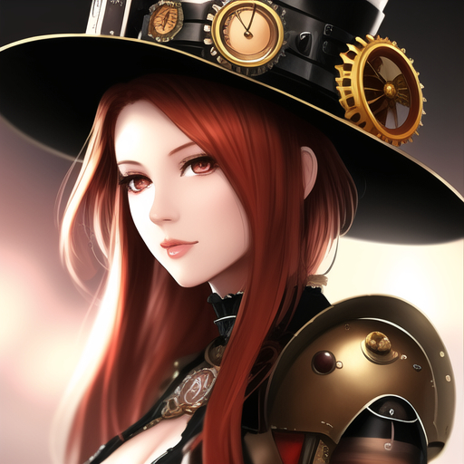 [Redhead Friday] Redheads, cute, steampunk - My, Stable diffusion, Нейронные сети, Digital, Art, Girls, Steampunk, Hat-comania, Redheads, Longpost