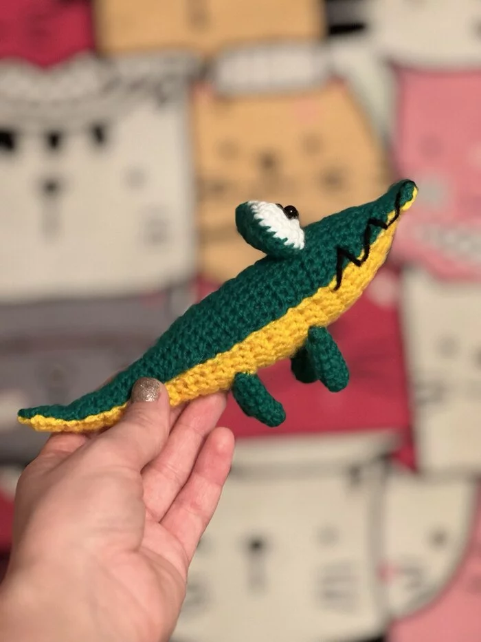 And again the crocodile - My, The photo, Crocodiles, Crochet, Amigurumi, Author's toy, Longpost