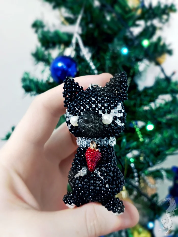 Wolf Blackie - My, Handmade, Beads, Needlework without process, Creation, Amigurumi, Wolf, Longpost