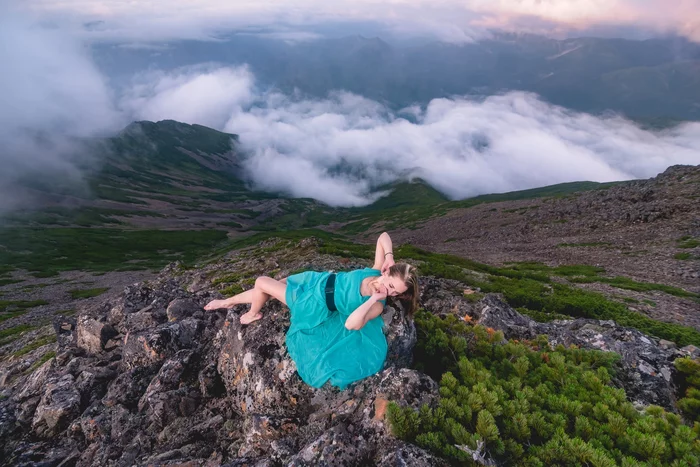 At the very top of Sakhalin Island - My, Sakhalin, Tourism, The mountains, The dress, Girls, PHOTOSESSION