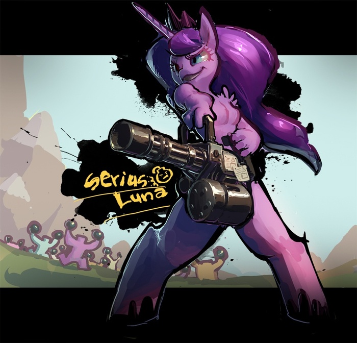 Serious Luna My Little Pony, Ponyart, , Princess Luna, MLP Crossover, Serious Sam