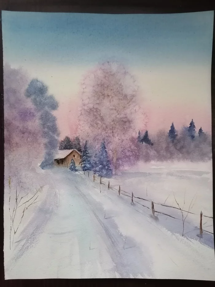 Watercolor - Watercolor, freezing, Winter