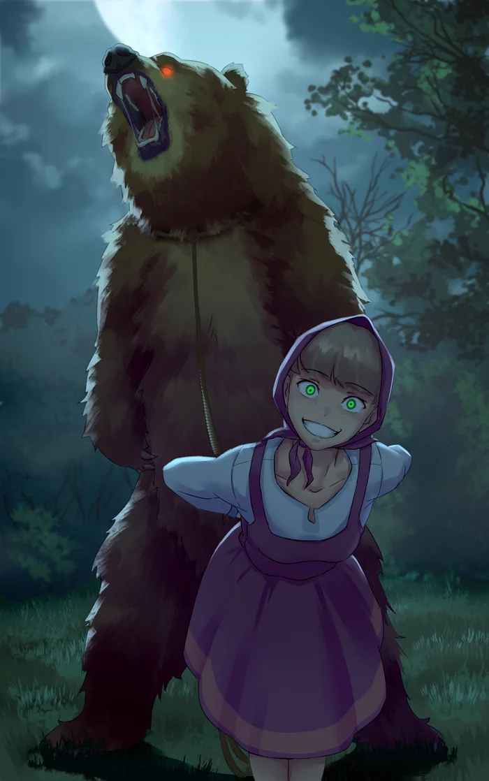 Masha and the Bear - Anime art, Girls, Art, Anime, Masha and the Bear, Iskanderednaksi