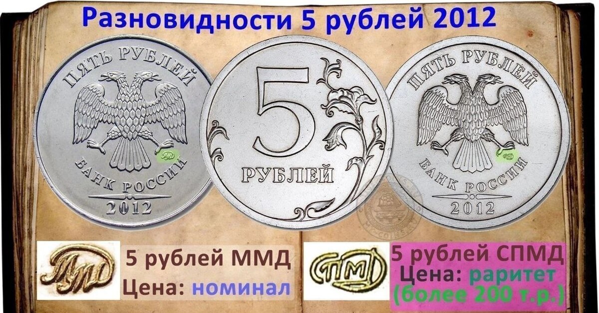 Разновидности монет 5 рублей