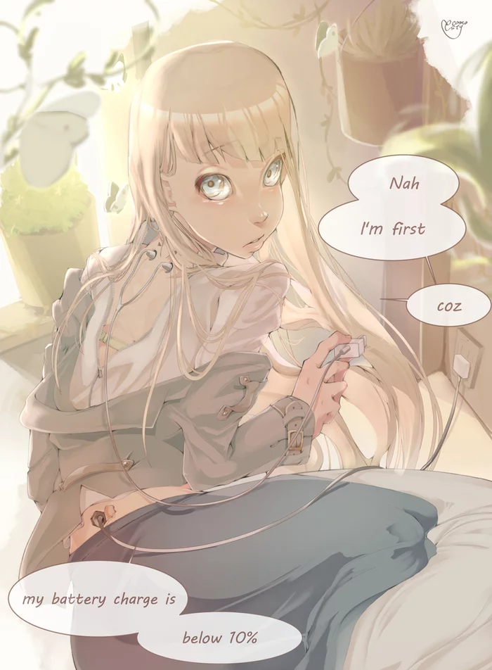 Regular everyday normal robot-girl life by ecomoesty p. 4 - Арт, Аниме, Anime Art, Robot Girl, Длиннопост