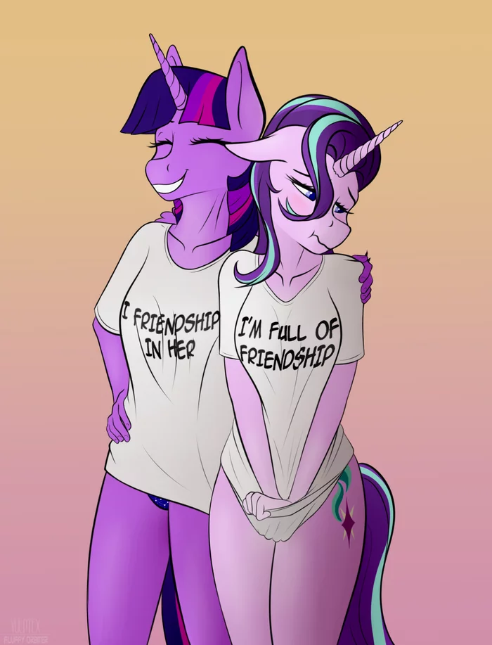 T-shirts for best friends :3 - My little pony, Twilight sparkle, Shipping, Starlight Glimmer, Anthro