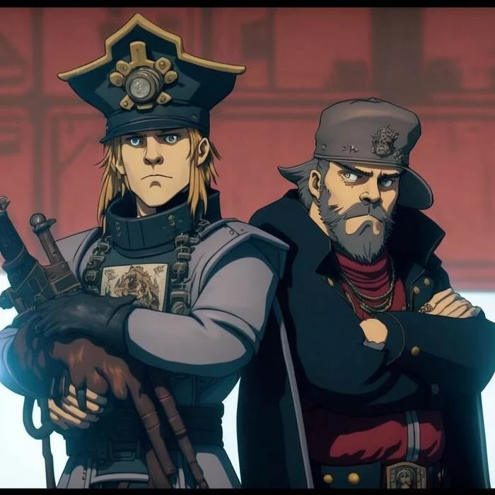 Commissar Kaifas Cain and Jurgen in the Midjourney variant - My, Wh Art, Warhammer, Warhammer 40k, Midjourney