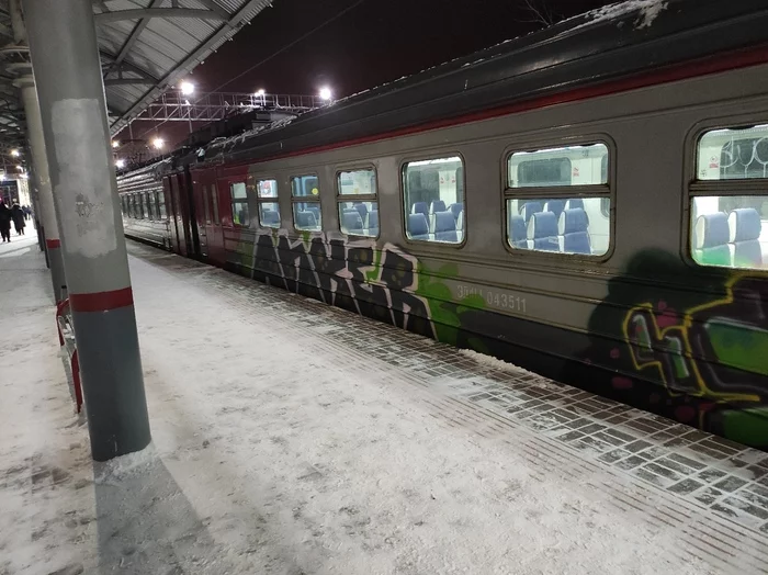 Continuation of the post “Graffiti artists paint a train with passengers right at the station during a stop” - My, Negative, Train, Domodedovo, Cppk, Russian Railways, A train, Public transport, Vandalism, Graffiti, Reply to post