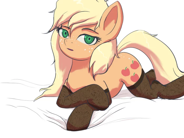 On the bed - My little pony, PonyArt, Applejack, Raikohillust