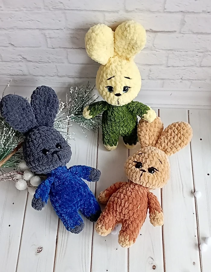 My rabbits - Amigurumi, Hare, Symbol of the year, Knitting, Knitted toys